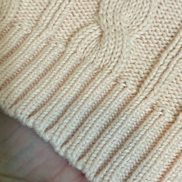 EUC LAUREN RALPH LAUREN CREAM/BLUSH CABLE KNOT SWEATER SIZE LARGE - Picture 9 of 12